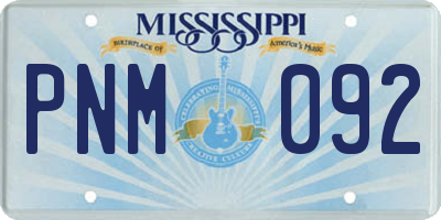 MS license plate PNM092