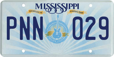 MS license plate PNN029