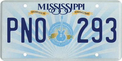 MS license plate PNO293