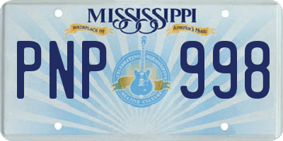 MS license plate PNP998