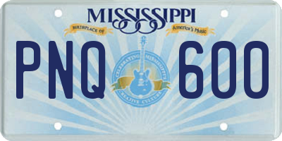 MS license plate PNQ600