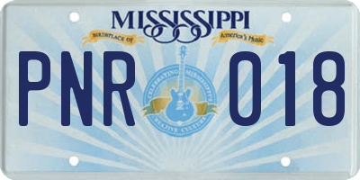 MS license plate PNR018
