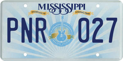 MS license plate PNR027