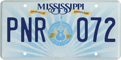 MS license plate PNR072