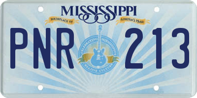 MS license plate PNR213
