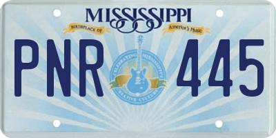 MS license plate PNR445