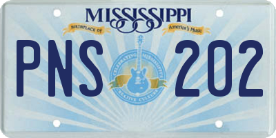 MS license plate PNS202