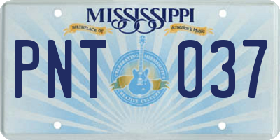 MS license plate PNT037