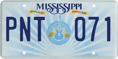 MS license plate PNT071