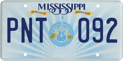 MS license plate PNT092