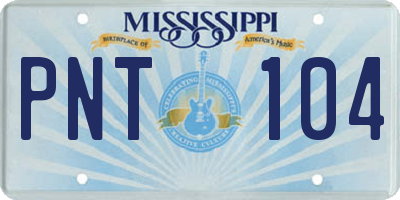 MS license plate PNT104