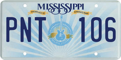 MS license plate PNT106