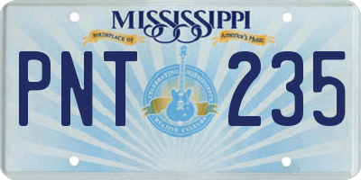 MS license plate PNT235