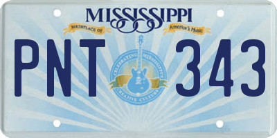MS license plate PNT343