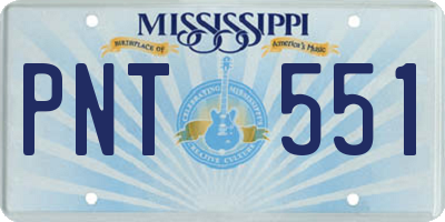 MS license plate PNT551