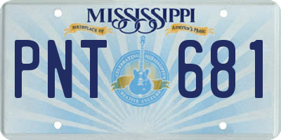MS license plate PNT681