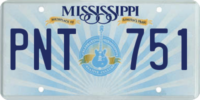 MS license plate PNT751