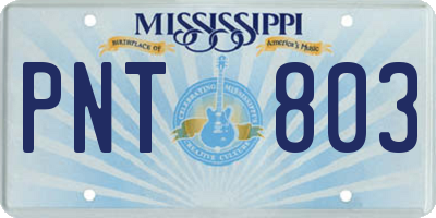 MS license plate PNT803