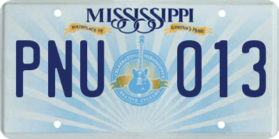 MS license plate PNU013