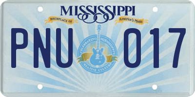 MS license plate PNU017