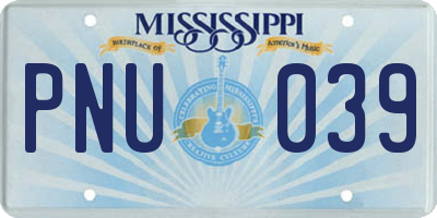 MS license plate PNU039
