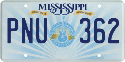 MS license plate PNU362