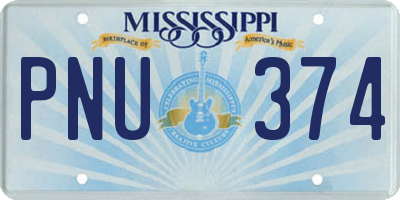 MS license plate PNU374