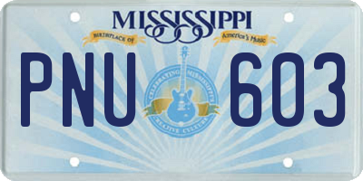 MS license plate PNU603