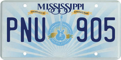 MS license plate PNU905