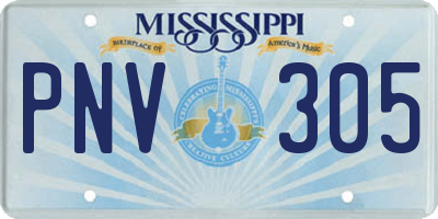 MS license plate PNV305