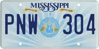 MS license plate PNW304