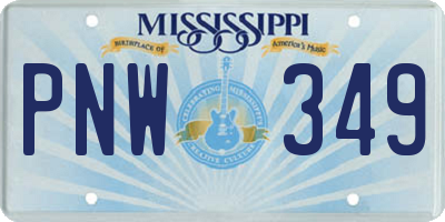 MS license plate PNW349