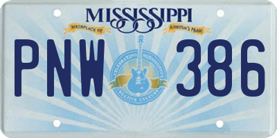 MS license plate PNW386