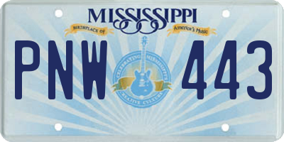 MS license plate PNW443