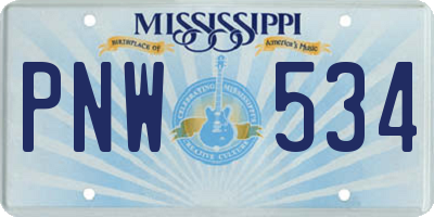 MS license plate PNW534