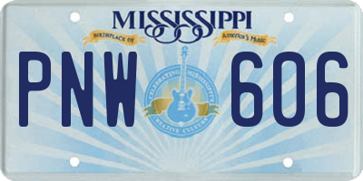 MS license plate PNW606