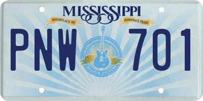 MS license plate PNW701