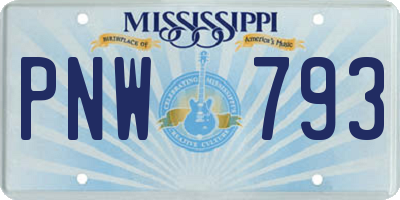 MS license plate PNW793