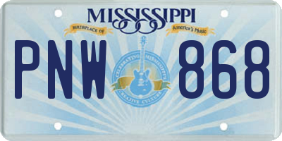 MS license plate PNW868
