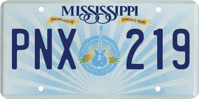 MS license plate PNX219