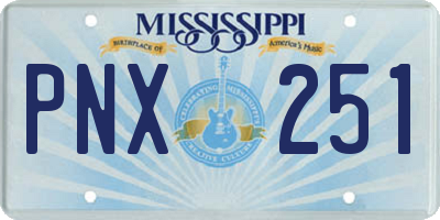 MS license plate PNX251