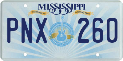 MS license plate PNX260