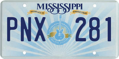 MS license plate PNX281