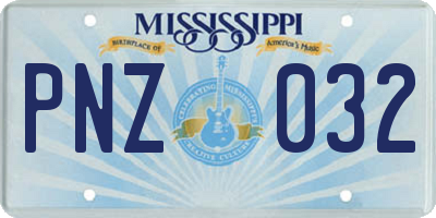 MS license plate PNZ032