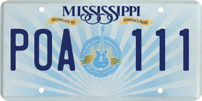 MS license plate POA111