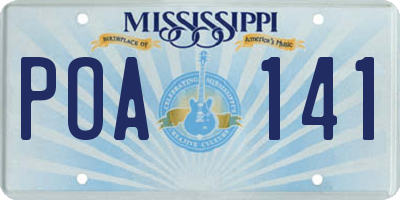 MS license plate POA141
