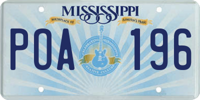 MS license plate POA196