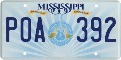 MS license plate POA392