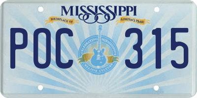 MS license plate POC315