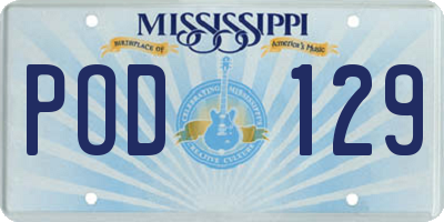 MS license plate POD129